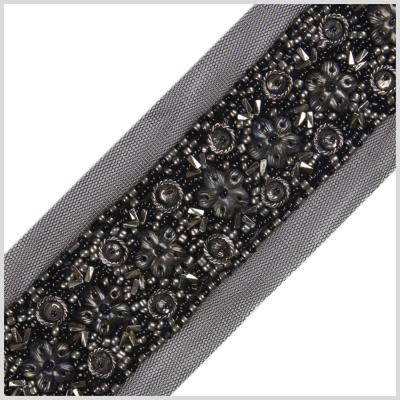 Black/Silver/Gunmetal Fancy Beaded Trim | Mood Fabrics