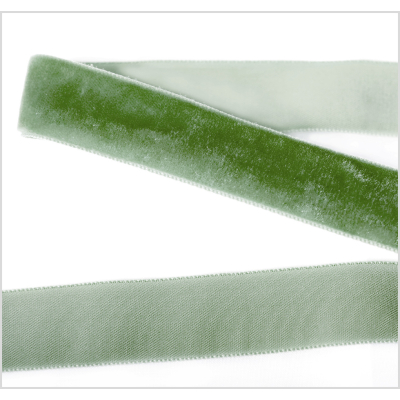 Light Green Single Face Velvet Ribbon - 7/8