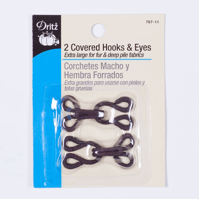 Dritz Brown Covered Hook & Eyes - 2 Ct | Mood Fabrics