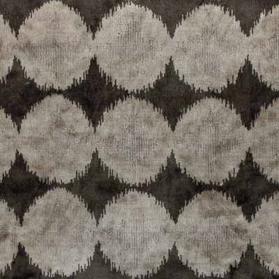 Oyster Gray Geometric Ikat Velvet | Mood Fabrics