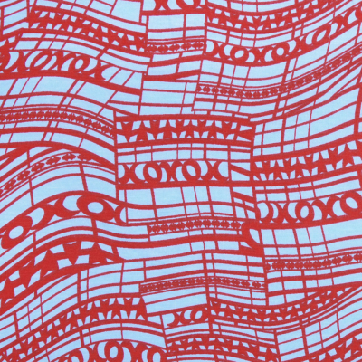 Blue-and-Red Abstract Jersey Print | Mood Fabrics