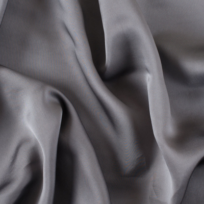 Gray Solid Silk-Blend Charmeuse | Mood Fabrics