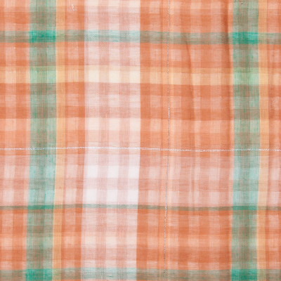 Caramel and Green Double Cloth Plaid Cotton Gauze | Mood Fabrics