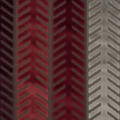 Burgundy and Taupe Geometric Cut Velvet | Mood Fabrics