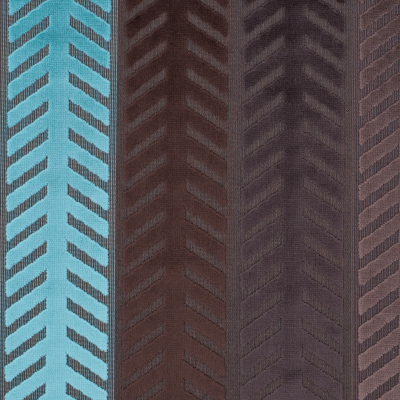 Brown and Aqua Geometric Cut Velvet | Mood Fabrics