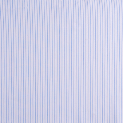 Blue and White Pinstriped Cotton Shirting | Mood Fabrics