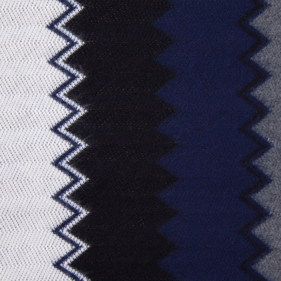 Navy, Black and Gray Big Zig Zags Soft Sweater Knit | Mood Fabrics