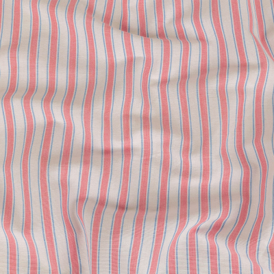 Cotton Candy Pink, Blue and White Striped Handwoven Cotton | Mood Fabrics
