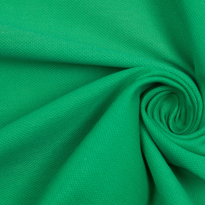 Bright Green Solid Cotton Knit Pique | Mood Fabrics