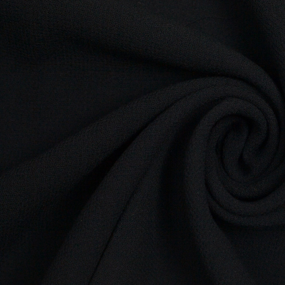 Black Wool-Polyester Crepe Double Cloth | Mood Fabrics