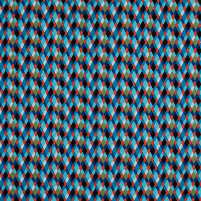 Blue and Orange Geometric Stretch Cotton Sateen Panel | Mood Fabrics
