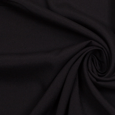 Black Mechanical Stretch Polyester Crepe de Chine | Mood Fabrics