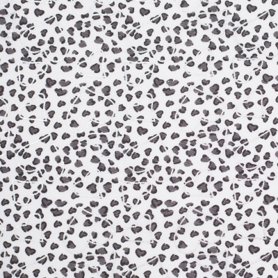 Charcoal Foil Hearts Stretch Polyester Jersey | Mood Fabrics