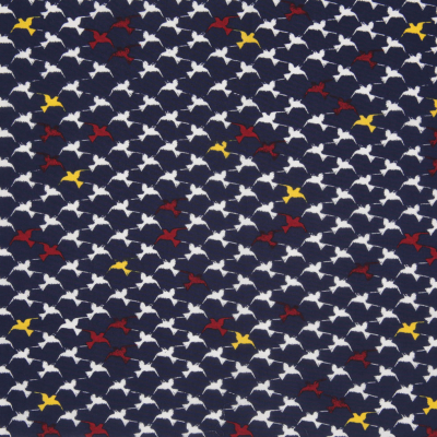 Navy/White Bird Printed Cotton Poplin | Mood Fabrics