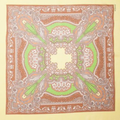 Brown/Green/Yellow Silk Chiffon Border Printed Panel | Mood Fabrics
