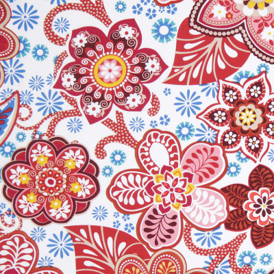 Red/Blue/White Floral Stretch Cotton Sateen | Mood Fabrics