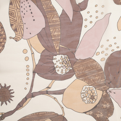 Brown/Beige Abstract Floral Printed Silk Chiffon | Mood Fabrics