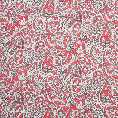 0.5 Yard of Liberty of London Lagos Laurel Red/Black/White Silk-Cotton Voile | Mood Fabrics