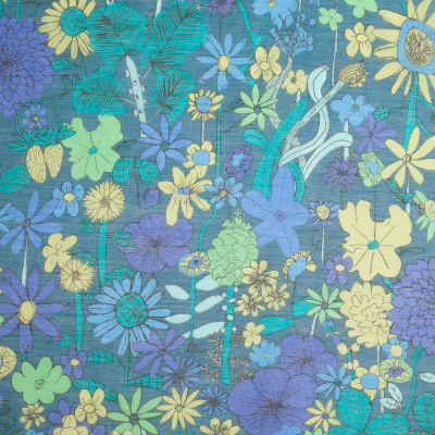 Liberty of London Scilly Flora Blue/Green Silk-Cotton Voile | Mood Fabrics