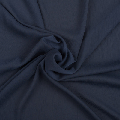 Perfect Navy Stretch Crinkled Polyester Chiffon | Mood Fabrics