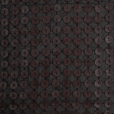 Black and Brown Circular Sequined Novelty Polyester Woven | Mood Fabrics
