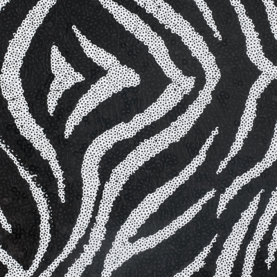 Black and White Nylon Zebra Sequined Jersey Knit | Mood Fabrics