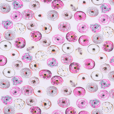 Strawberry Donuts Digitally Printed on Neoprene/Scuba Knit | Mood Fabrics