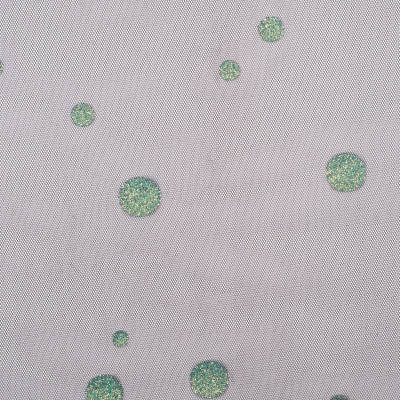 Black/Glitter Sea Green Polka Dot Poly Mesh | Mood Fabrics