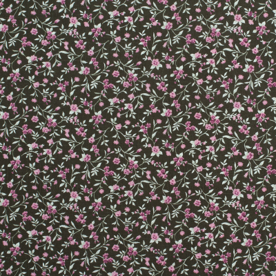 Evergreen/Dusty Rose Floral Slubbed Cotton Woven | Mood Fabrics