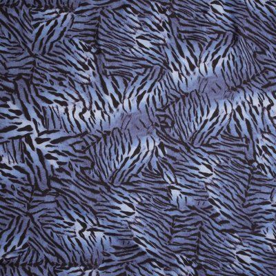 Blue/Black Tiger Printed Polyester Woven | Mood Fabrics