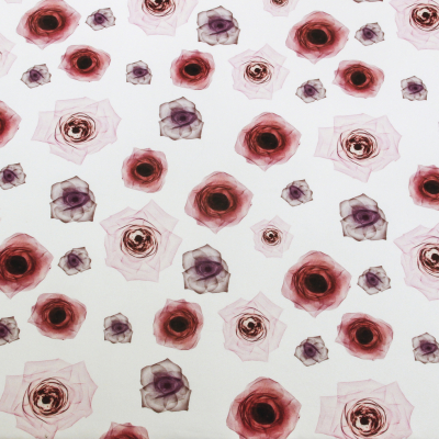 Pink X-Ray Roses Digitally Printed on Stretch Neoprene/Scuba Knit | Mood Fabrics