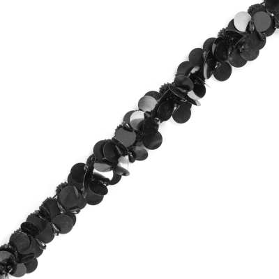 Black Braided Trim With Paillettes - 1