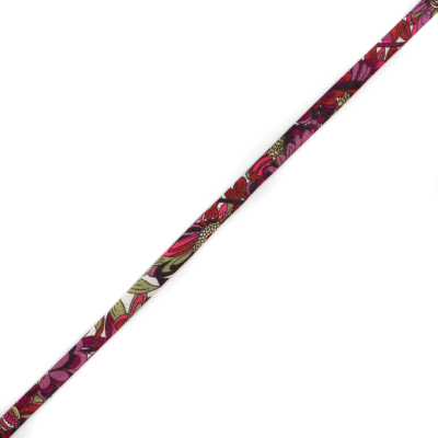 Italian Red and Purple Floral Cotton Tubing - 0.25