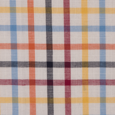 Red/Yellow/Blue/Orange Plaid Cotton Shirting | Mood Fabrics