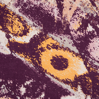 Italian Purple/Yellow Abstract Splatter Printed Cotton Batiste | Mood Fabrics