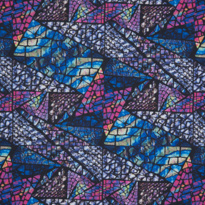 Blue Stained Glass Digitally Printed Tricot Jersey | Mood Fabrics