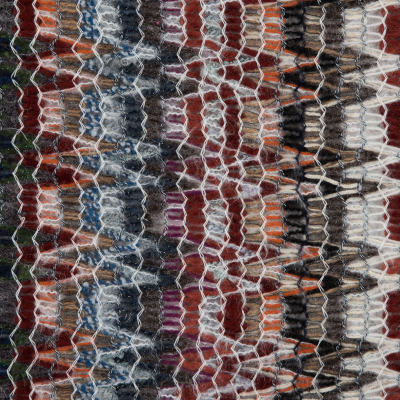 Italian Blue/Orange/Green Multicolor Soft Flamestitch Wool Knit | Mood Fabrics