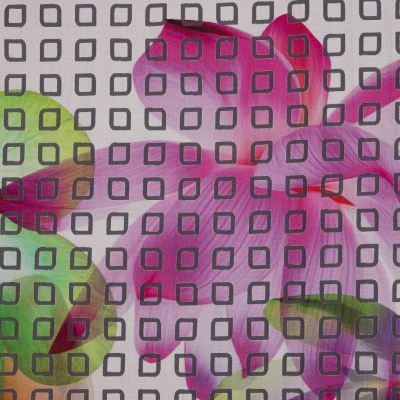 Italian Rainbow Floral Printed Novelty Geometric Laser-Cut Panel | Mood Fabrics