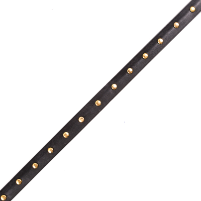 Black Faux Leather Trim with Gold Studs - 0.75