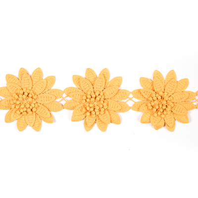Yellow 3D Floral Lace Trim - 3.75