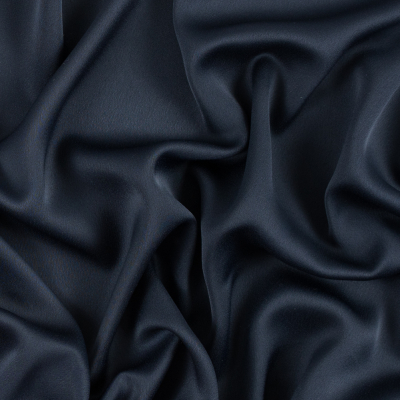 Navy Satin-Faced Polyester Crepe | Mood Fabrics