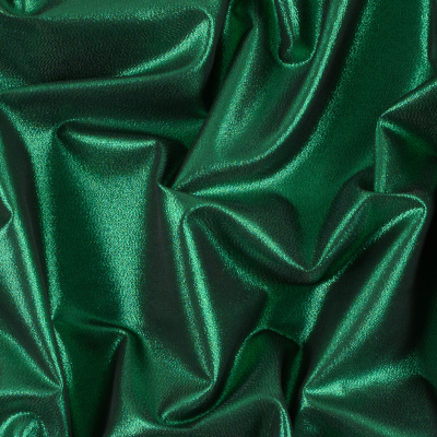 Green/Black Metallic Polyester Lame | Mood Fabrics