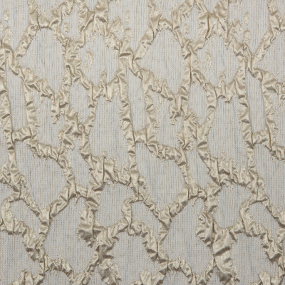 Metallic Gold/Egret Abstract Polyester Brocade/Jacquard | Mood Fabrics