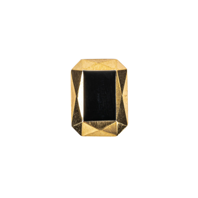 Black and Gold Glass Self Back Button - 30L/19mm | Mood Fabrics