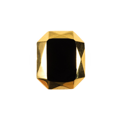 Black/Gold Glass Shank-Back Button - 36L/23mm | Mood Fabrics