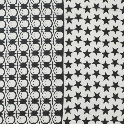Black/White Skulls and Stars Printed Polyester Chiffon | Mood Fabrics