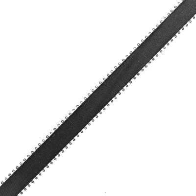 Black Feather Edged Satin Ribbon - 5/8