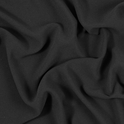 Italian Black Stretch Polyester Crepe | Mood Fabrics