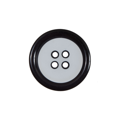 Clear and Black 4-Hole Plastic Button - 36L/23mm | Mood Fabrics