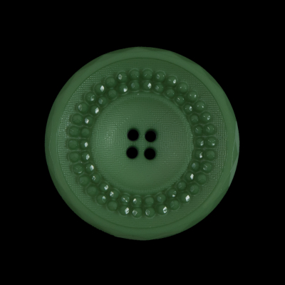 Shamrock Green Textured 4-Hole Button - 44L/28mm | Mood Fabrics